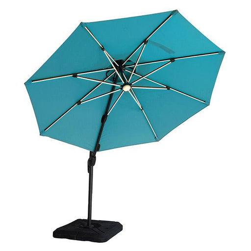 Fera 10 Ft Round Umbrella w/ LED Bulb + 37" Large Base - Olympia Furniture (Saint George, Utah)