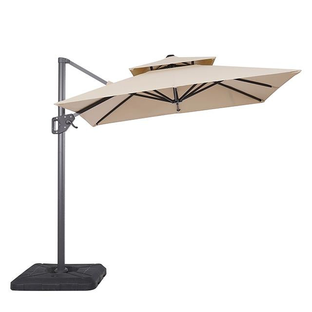 Fida 8 Ft Square Umbrella w/ Double Top + 37" Large Base - Olympia Furniture (Saint George, Utah)
