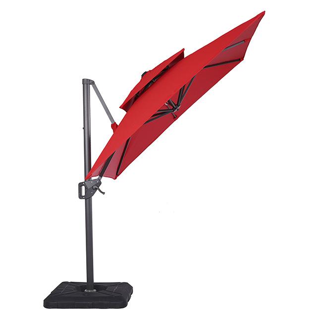 Fida 8 Ft Square Umbrella w/ Double Top + 37" Large Base - Olympia Furniture (Saint George, Utah)