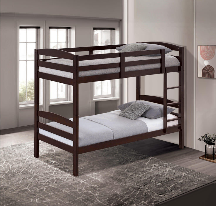 Finsbury Twin Twin Bunk Bed Espresso, Grey & White - Olympia Furniture (Saint George, Utah)