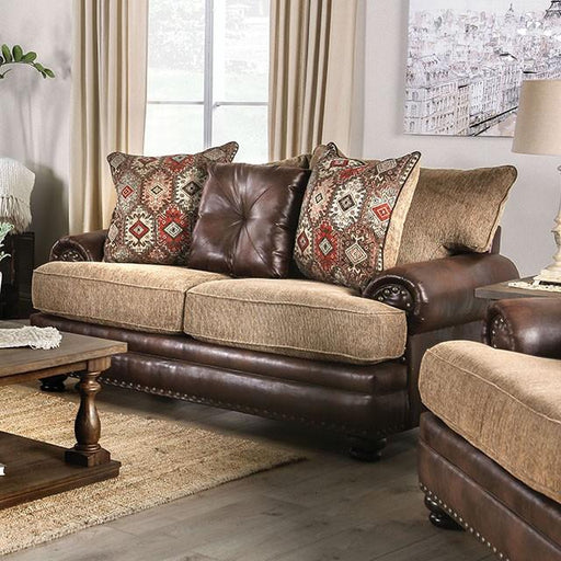 Fletcher Brown/Tan Love Seat - Olympia Furniture (Saint George, Utah)