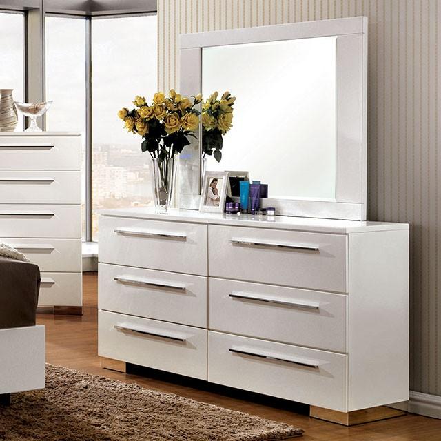 CLEMENTINE Glossy White Mirror - Olympia Furniture (Saint George, Utah)