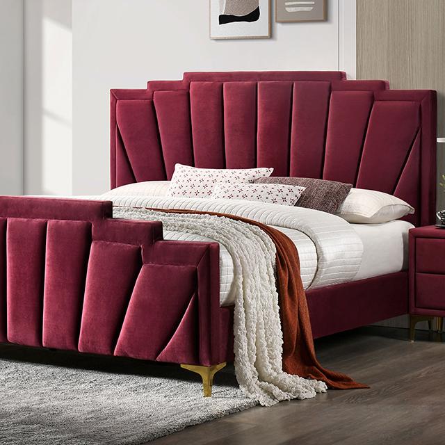 FLORIZEL Cal.King, E.King & Queen Bed, Black & Red - Olympia Furniture (Saint George, Utah)