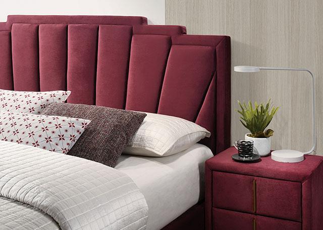 FLORIZEL Cal.King, E.King & Queen Bed, Black & Red - Olympia Furniture (Saint George, Utah)