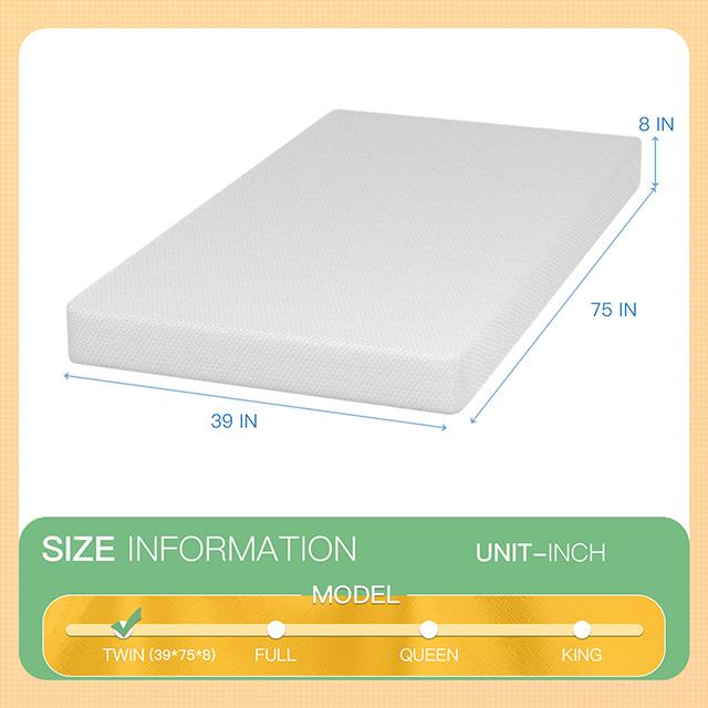 Forsythia 8" Green Tea Gel Memory Foam
