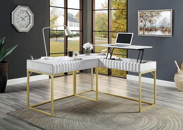 FREIBURG Corner Desk, Antique White - Olympia Furniture (Saint George, Utah)