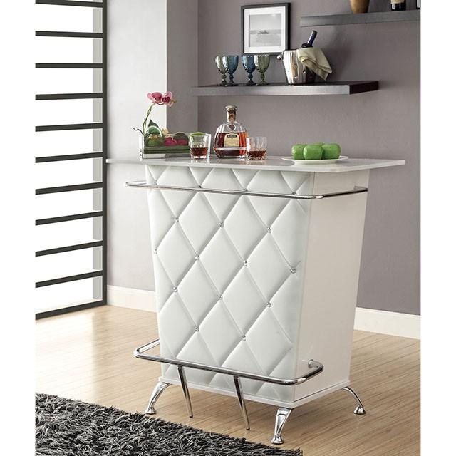 Fuero White/Chrome Bar Table (K/D) - Olympia Furniture (Saint George, Utah)