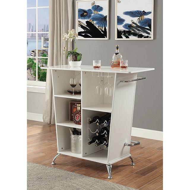 Fuero White/Chrome Bar Table (K/D) - Olympia Furniture (Saint George, Utah)