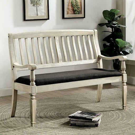 Georgia Antique White/Gray Love Seat Bench - Olympia Furniture (Saint George, Utah)