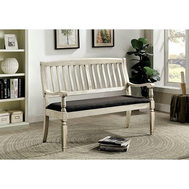 Georgia Antique White/Gray Love Seat Bench - Olympia Furniture (Saint George, Utah)