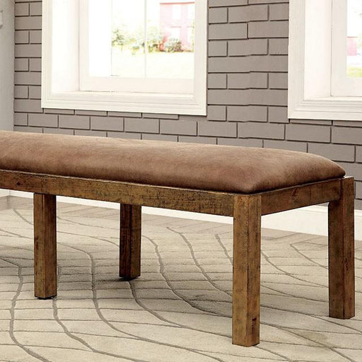 GIANNA Rustic Pine Fabric Bench - Olympia Furniture (Saint George, Utah)
