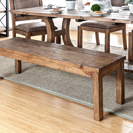 GIANNA Rustic Pine Wooden Bench - Olympia Furniture (Saint George, Utah)
