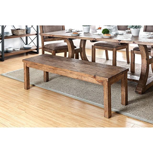 GIANNA Rustic Pine Wooden Bench - Olympia Furniture (Saint George, Utah)
