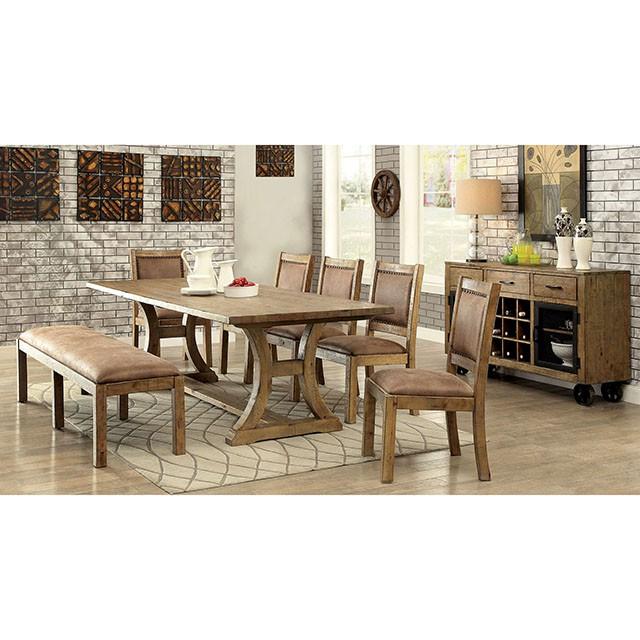 GIANNA Rustic Pine Fabric Bench - Olympia Furniture (Saint George, Utah)