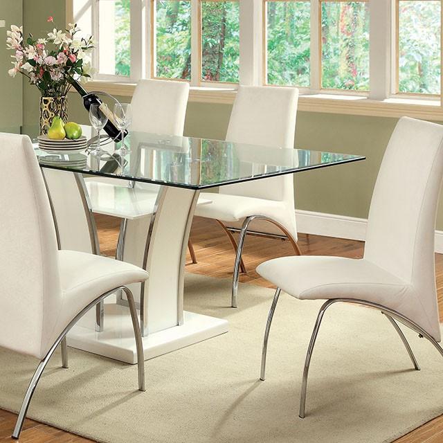 Glenview White/Chrome Dining Table - Olympia Furniture (Saint George, Utah)