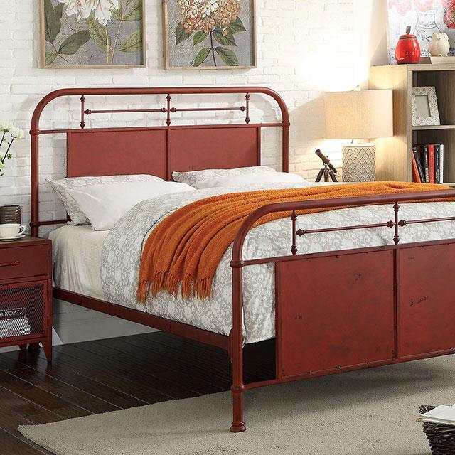 Haldus Bed Ivory, Red & White - Olympia Furniture (Saint George, Utah)