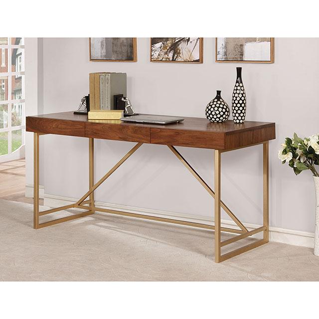 Halstein Light Walnut/Gold Desk - Olympia Furniture (Saint George, Utah)