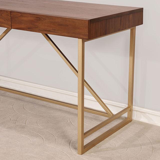 Halstein Light Walnut/Gold Desk - Olympia Furniture (Saint George, Utah)