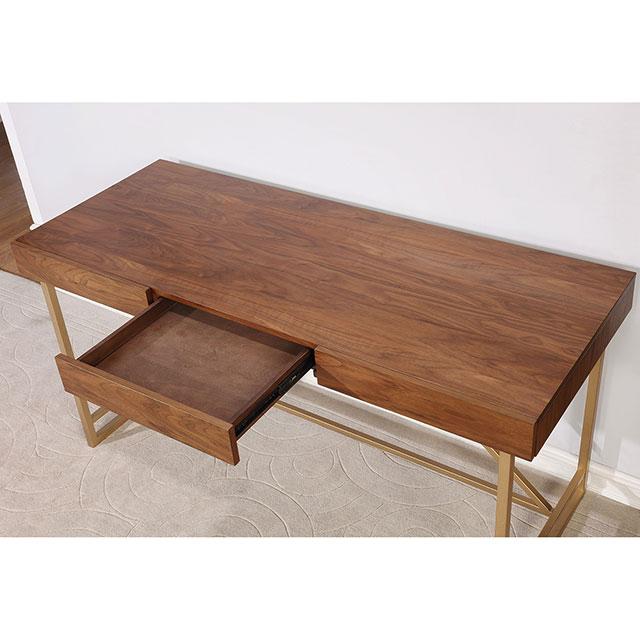 Halstein Light Walnut/Gold Desk - Olympia Furniture (Saint George, Utah)