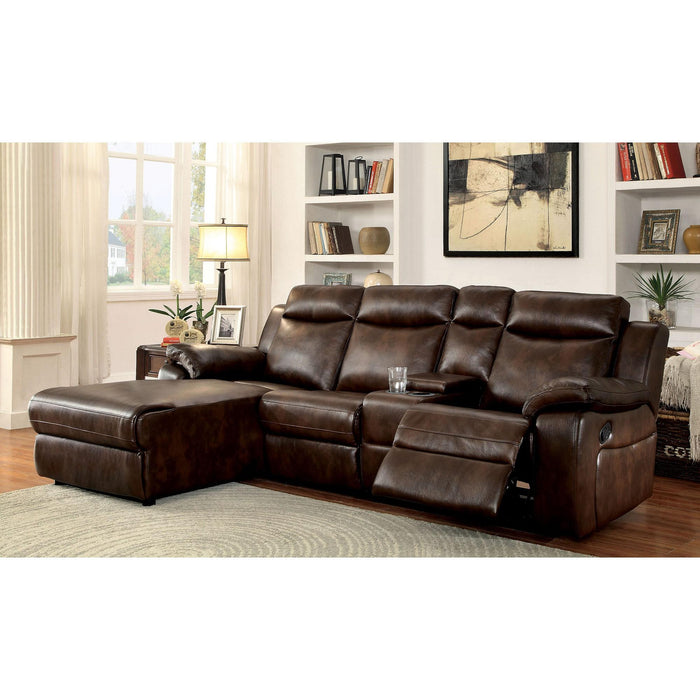 Hardy Brown Sectional w/ Console, Brown - Olympia Furniture (Saint George, Utah)