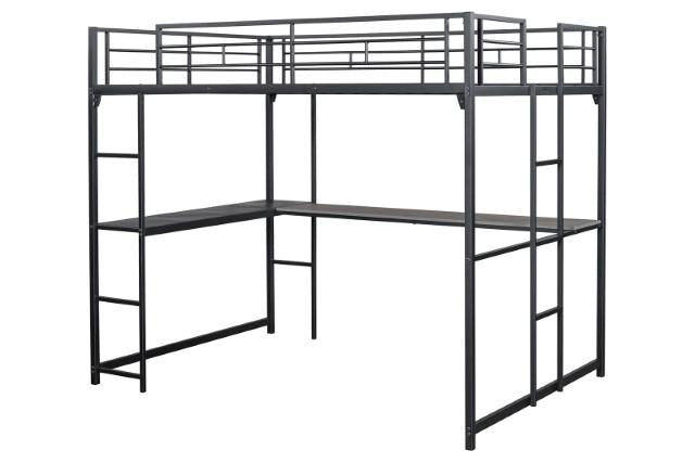 Cybill Full Loft Bed White, Silver, & Black - Olympia Furniture (Saint George, Utah)