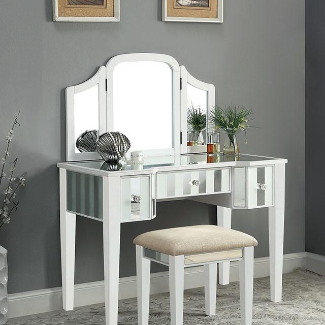 Cyndi White Vanity w/ Stool - Olympia Furniture (Saint George, Utah)