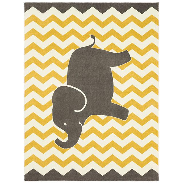 BARON 5' X 8', Area Rug, Elephant, Yellow/Gray - Olympia Furniture (Saint George, Utah)