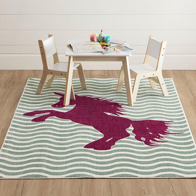 BARON 5' X 8', Area Rug, Horse, Sage Green/Fuchsia - Olympia Furniture (Saint George, Utah)