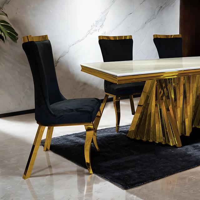 Basilicata 7 Pc Dining Table Set Chrome & Gold 5 - Olympia Furniture (Saint George, Utah)