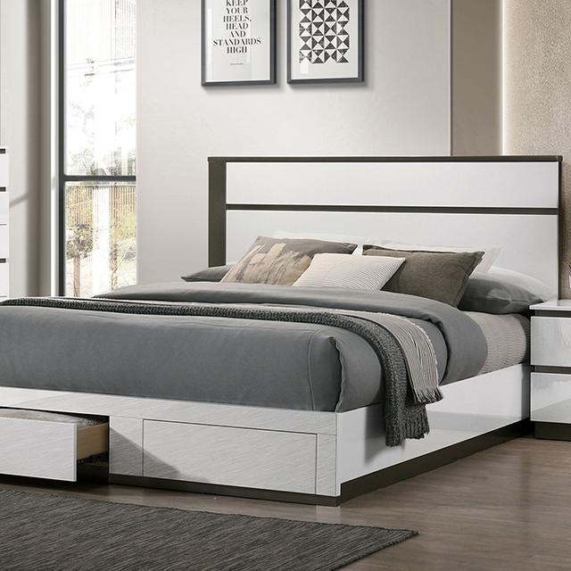 BIRSFELDEN Cal.King, E.King, & Queen Bed w/ Drawers, White - Olympia Furniture (Saint George, Utah)