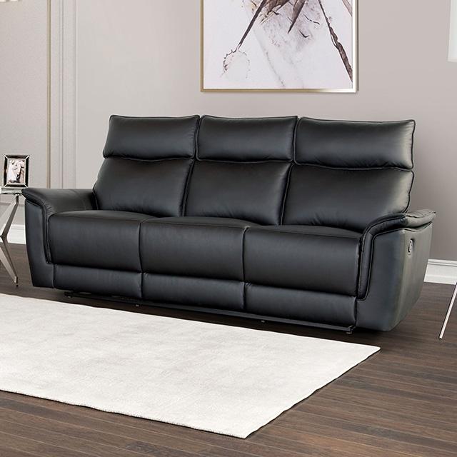 Bienne Sofa Manual Recliner White & Black - Olympia Furniture (Saint George, Utah)