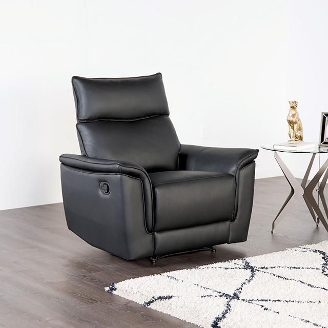 Bienne Recliner Chair White & Black - Olympia Furniture (Saint George, Utah)