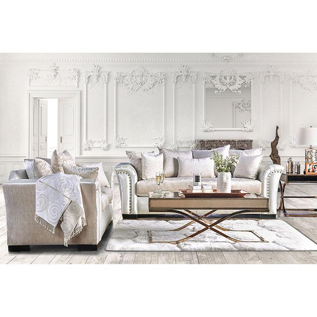 Benigno Love Seat Silver & Gray - Olympia Furniture (Saint George, Utah)