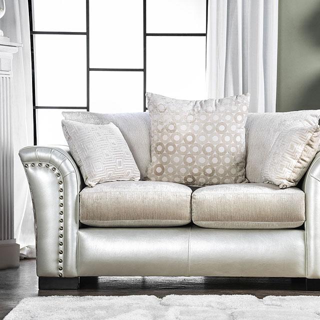 Benigno Love Seat Silver & Gray - Olympia Furniture (Saint George, Utah)