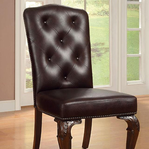 Bellagio Brown Cherry/Pattern Leatherette Side Chair (2/CTN) - Olympia Furniture (Saint George, Utah)