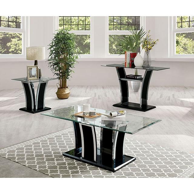 Staten Glossy Black/Chrome Sofa Table - Olympia Furniture (Saint George, Utah)