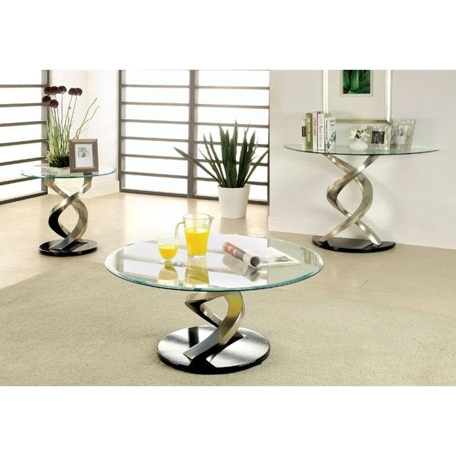 NOVA Satin Plated/Black End Table - Olympia Furniture (Saint George, Utah)