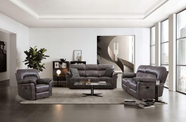 JOSIAS Sofa, Dark Gray Leatherette - Olympia Furniture (Saint George, Utah)