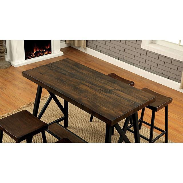 Lainey Weathered Medium Oak/Black Counter Ht. Table - Olympia Furniture (Saint George, Utah)