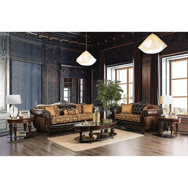 Quirino Tan/Dark Brown Love Seat - Olympia Furniture (Saint George, Utah)