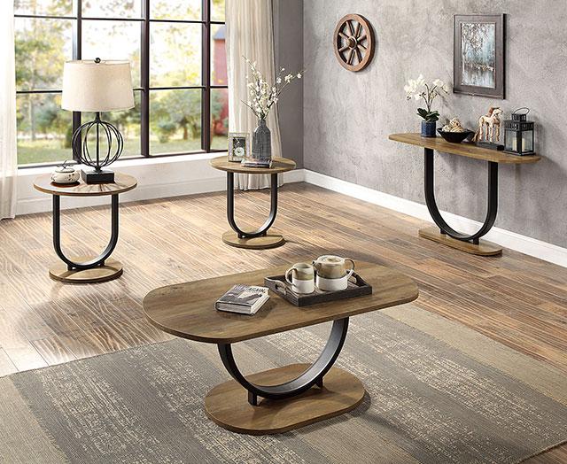 OLBIA Sofa Table, Rustic Oak/Sand Black - Olympia Furniture (Saint George, Utah)