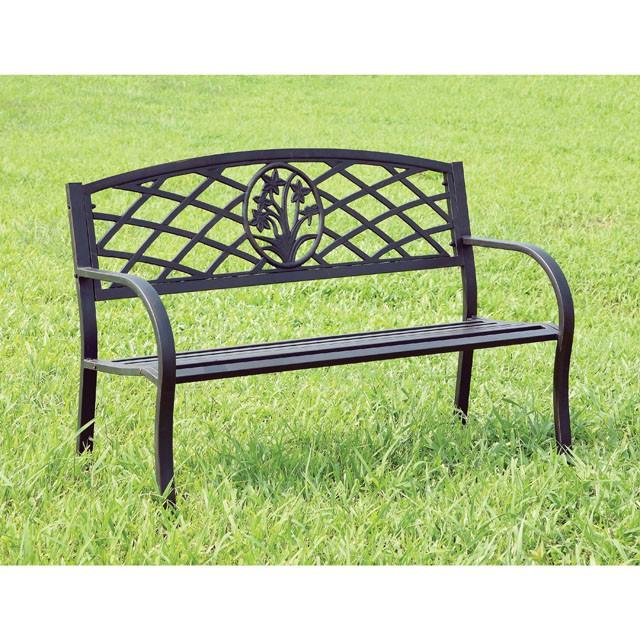 MINOT Black Patio Steel Bench - Olympia Furniture (Saint George, Utah)