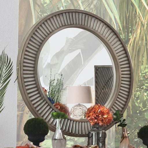 Kamalah Antique Gray Round Mirror - Olympia Furniture (Saint George, Utah)