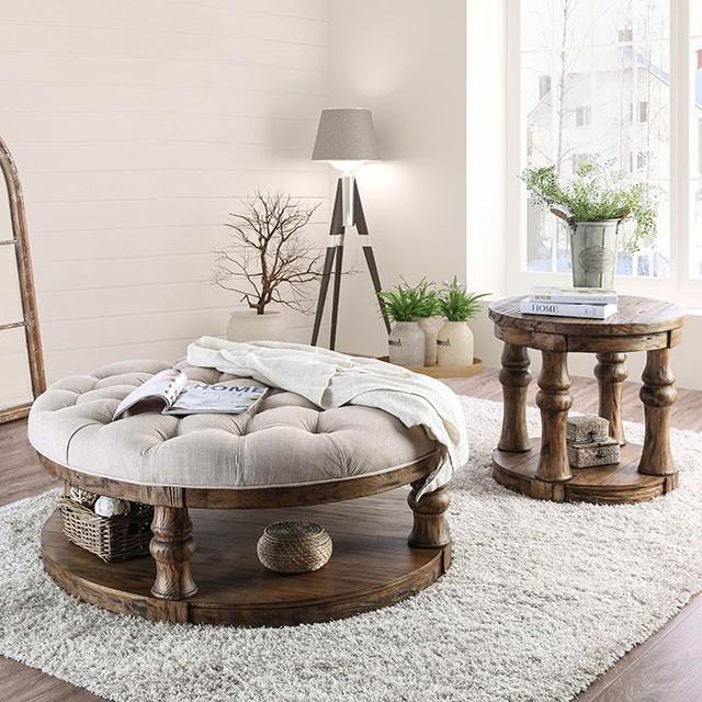 Mika Antique Oak Coffee Table w/ Cushion Top - Olympia Furniture (Saint George, Utah)