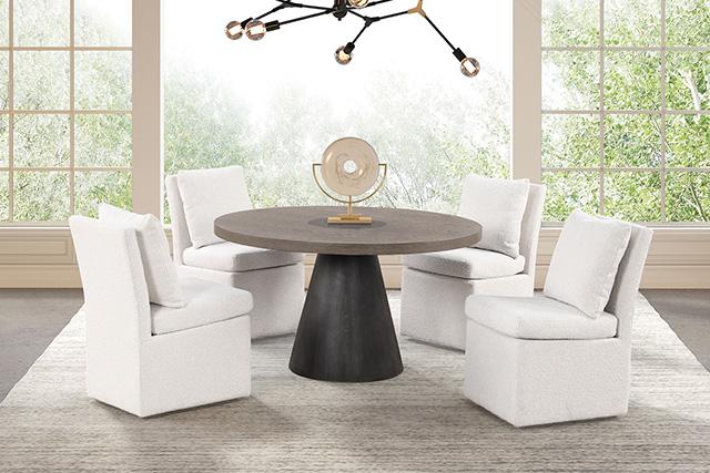 Broager 5 Pc Dining Table Set (White Caster Chairs) Rustic Oak - Olympia Furniture (Saint George, Utah)