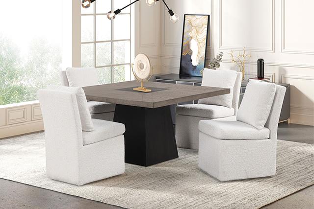Broager 5 Pc Dining Table Set (White Swivel Chairs) - Olympia Furniture (Saint George, Utah)