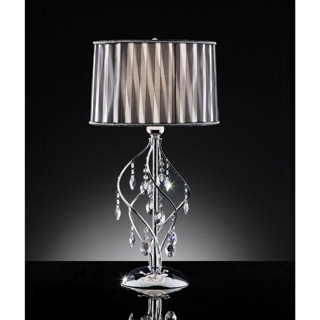 Arya Black/Chrome Table Lamp, Hanging Crystal - Olympia Furniture (Saint George, Utah)