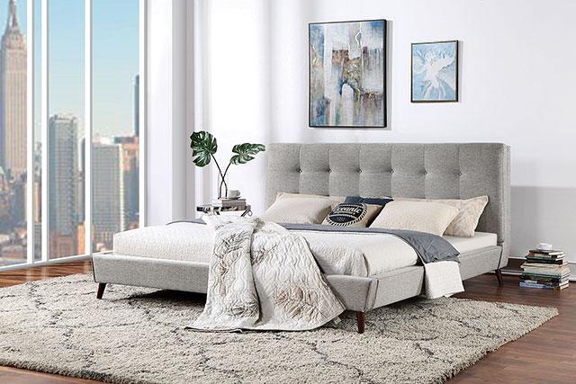 LEOMIN Cal.King, E.King, Full, & Queen Bed, Gray - Olympia Furniture (Saint George, Utah)