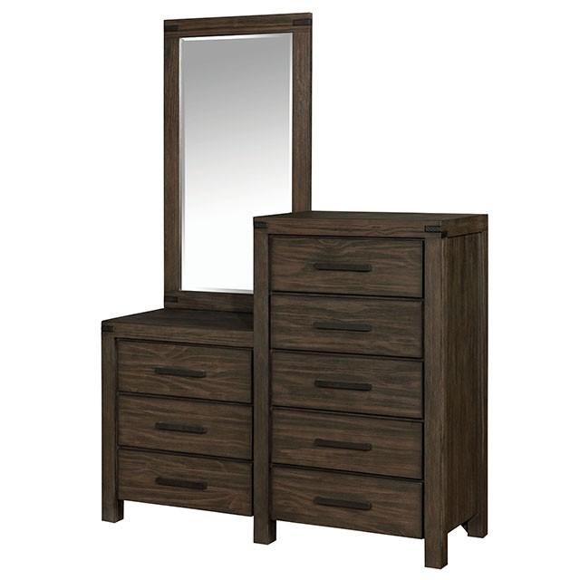 Rexburg Wire-Brushed Rustic Brown 8-Drawer Dresser Mirror - Olympia Furniture (Saint George, Utah)