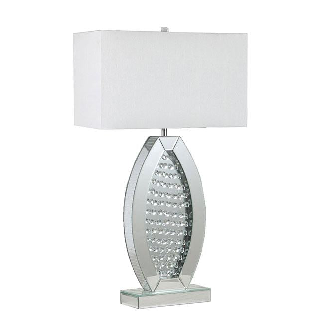 MYDA Table Lamp, Silver/White - Olympia Furniture (Saint George, Utah)